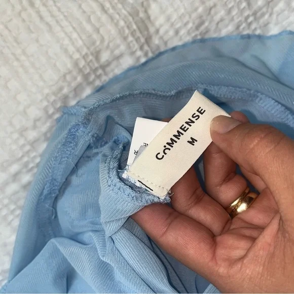 Commsense Strapless Rooched Tendril Baby Blue Mini Dress Sheer Size Medium - Picture 6 of 8